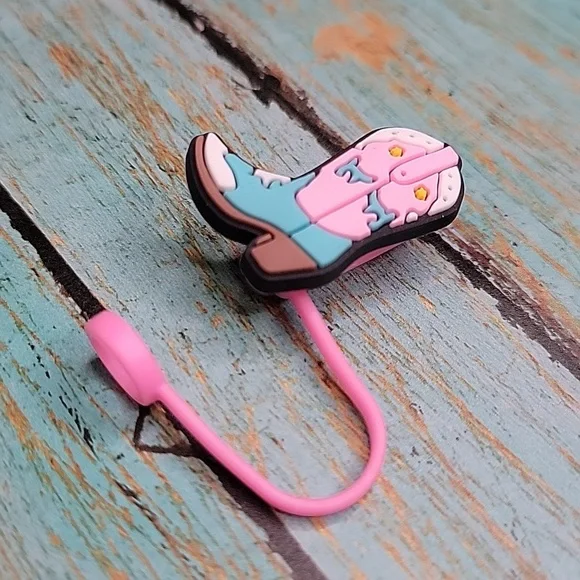 Pink Cowboy Boot Straw Topper - Picture 5 of 5